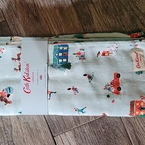Cath Kidston London SNOW DAY Duckegg Kitchen Towels Set of 3 Christmas Holiday